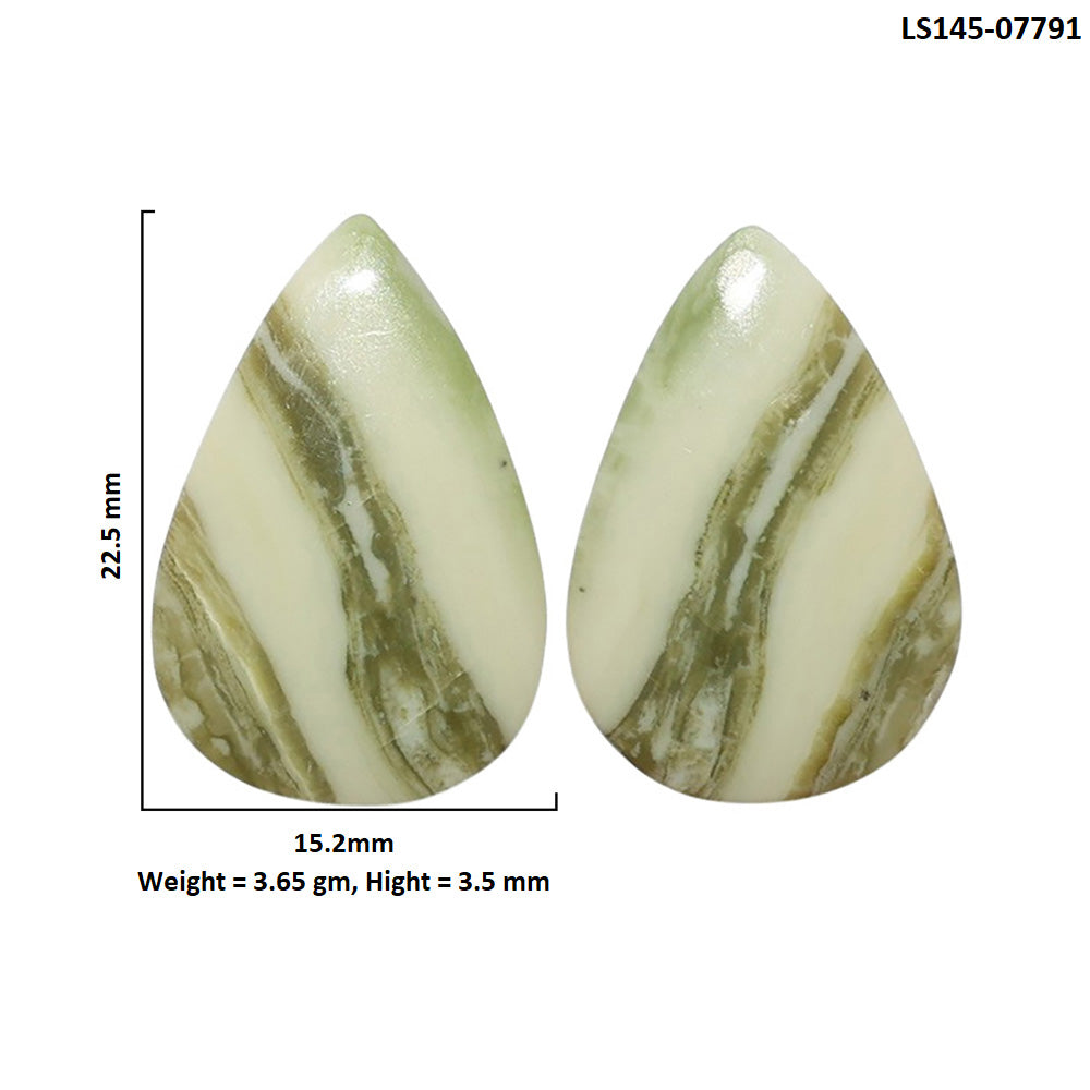 Serpentine Pair 15.2x22.5x3.5 mm Pear Shape Polished Gemstone LS148-07791