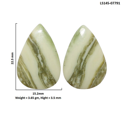 Serpentine Pair 15.2x22.5x3.5 mm Pear Shape Polished Gemstone LS148-07791