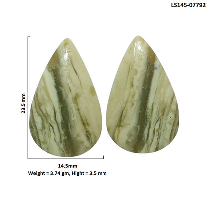 Serpentine Pair 14.5x23.5x3.5 mm Pear Shape Polished Gemstone LS148-07792
