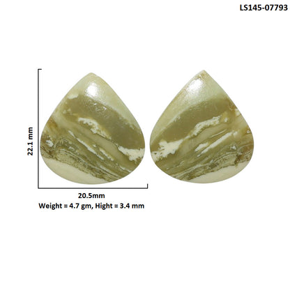 Serpentine Pair 20.5x22.1x3.4 mm Heart Shape Polished Gemstone LS148-07793
