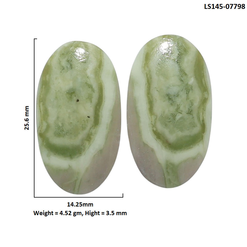 Serpentine Pair 14.25x25.6x3.5 mm Oval Shape Polished Gemstone LS148-07798