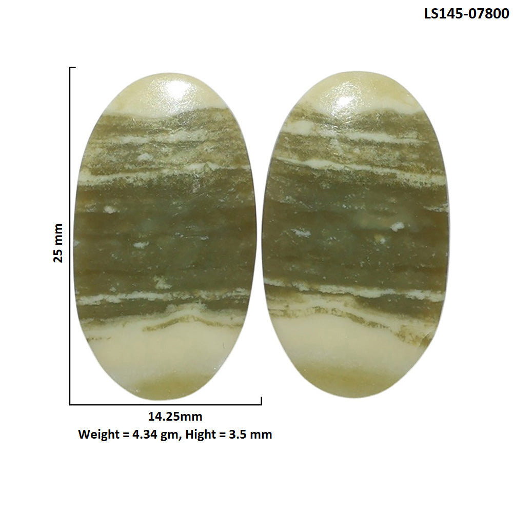 Serpentine Pair 14.25x25x3.5 mm Oval Shape Polished Gemstone LS148-07800