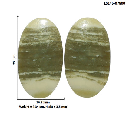 Serpentine Pair 14.25x25x3.5 mm Oval Shape Polished Gemstone LS148-07800