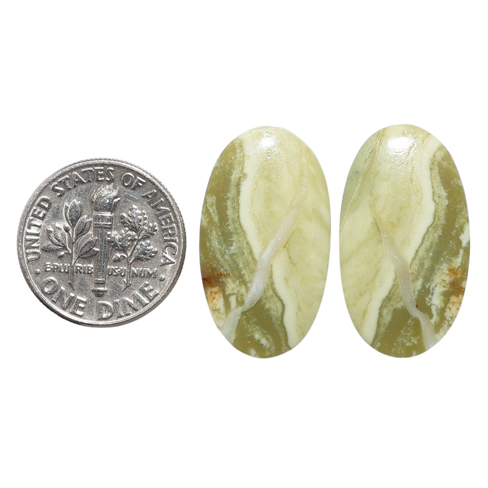 Serpentine Pair 13.8x24.3x3.5 mm Oval Shape Polished Gemstone LS148-07803
