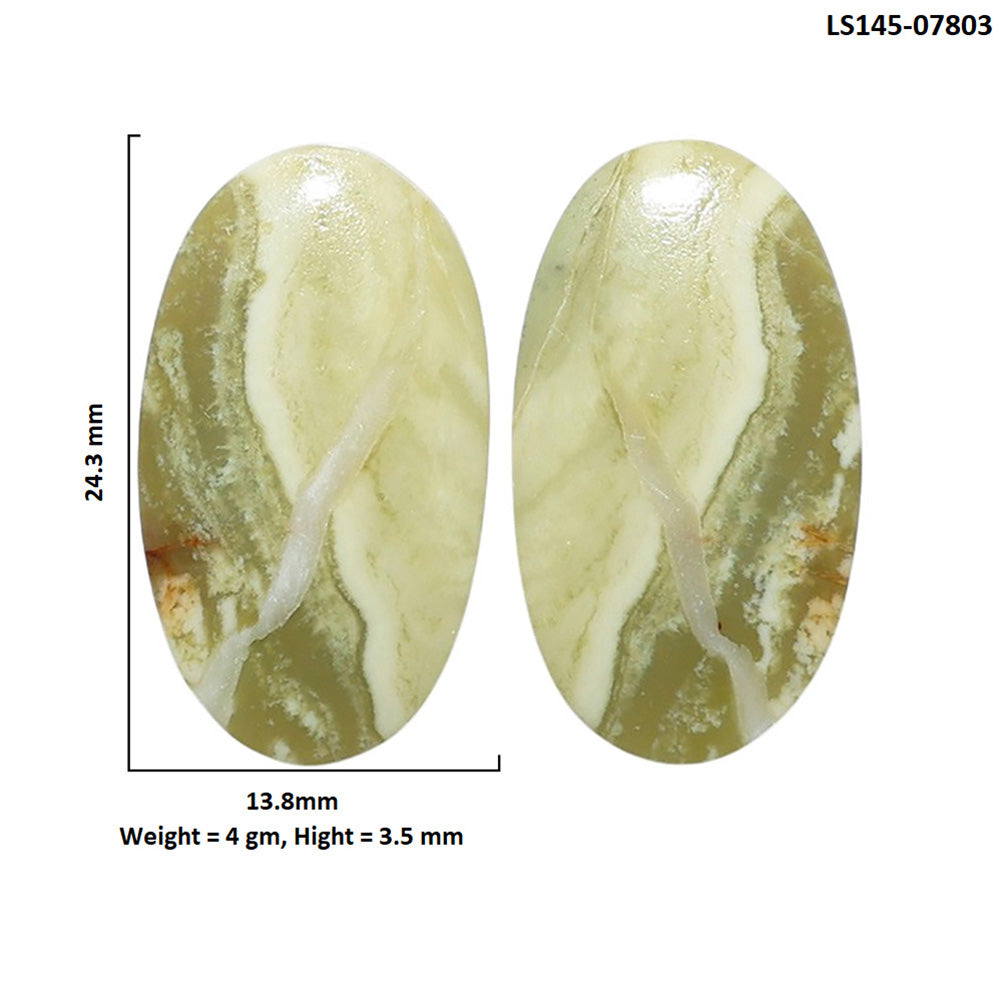 Serpentine Pair 13.8x24.3x3.5 mm Oval Shape Polished Gemstone LS148-07803