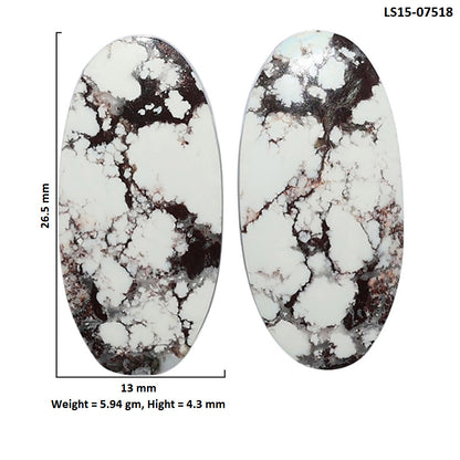 Wild Horse Jasper Pair 13x26.5x4.3 mm Oval Shape Polished Gemstone LS15-07518