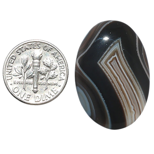 Black Botswana Agate 20.5x29.75x4 mm Oval Shape Polished Gemstone LS150-08214