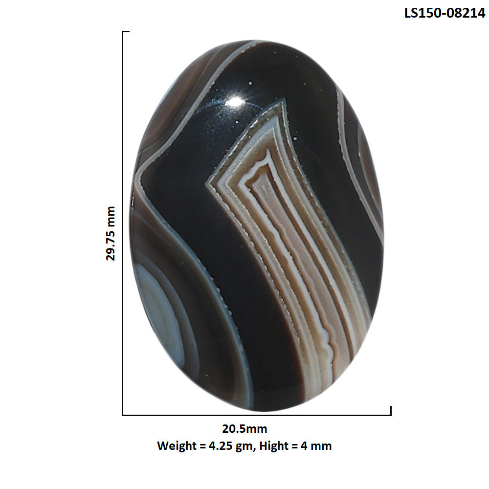 Black Botswana Agate 20.5x29.75x4 mm Oval Shape Polished Gemstone LS150-08214