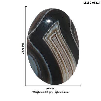 Black Botswana Agate 20.5x29.75x4 mm Oval Shape Polished Gemstone LS150-08214