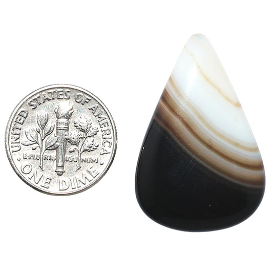 Black Botswana Agate 20.8x31.45x5.3 mm Pear Shape Polished Gemstone LS150-08215