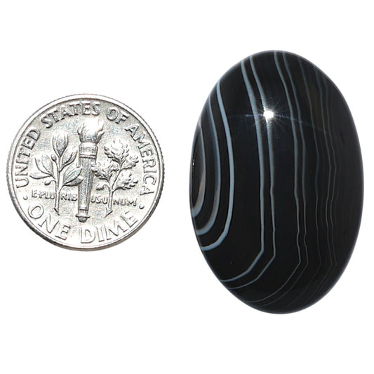 Black Botswana Agate 19.8x29.9x5.8 mm Oval Shape Polished Gemstone LS150-08217