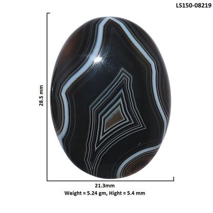 Black Botswana Agate 21.3x28.5x5.4 mm Oval Shape Polished Gemstone LS150-08219