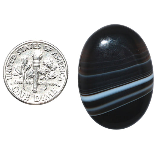 Black Botswana Agate 20.8x28.9x4.7 mm Oval Shape Polished Gemstone LS150-08220
