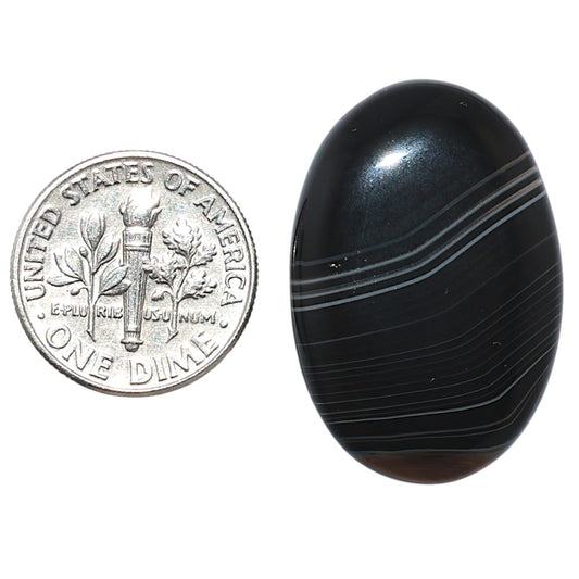 Black Botswana Agate 19.7x29.2x5.5 mm Oval Shape Polished Gemstone LS150-08221