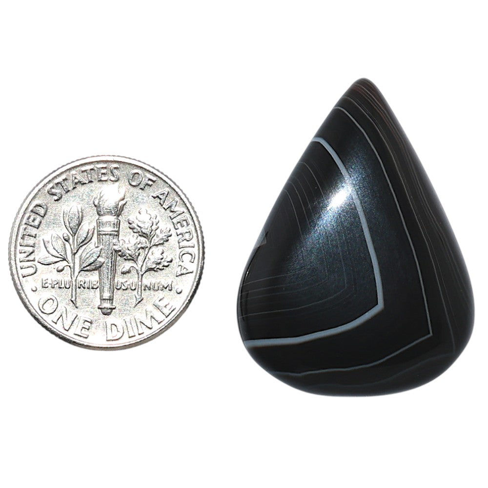 Black Botswana Agate 21.7x29x6 mm Pear Shape Polished Gemstone LS150-08222