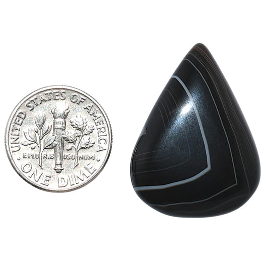 Black Botswana Agate 21.7x29x6 mm Pear Shape Polished Gemstone LS150-08222