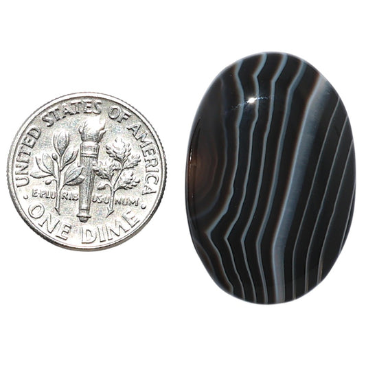 Black Botswana Agate 19x28.35x5 mm Oval Shape Polished Gemstone LS150-08224