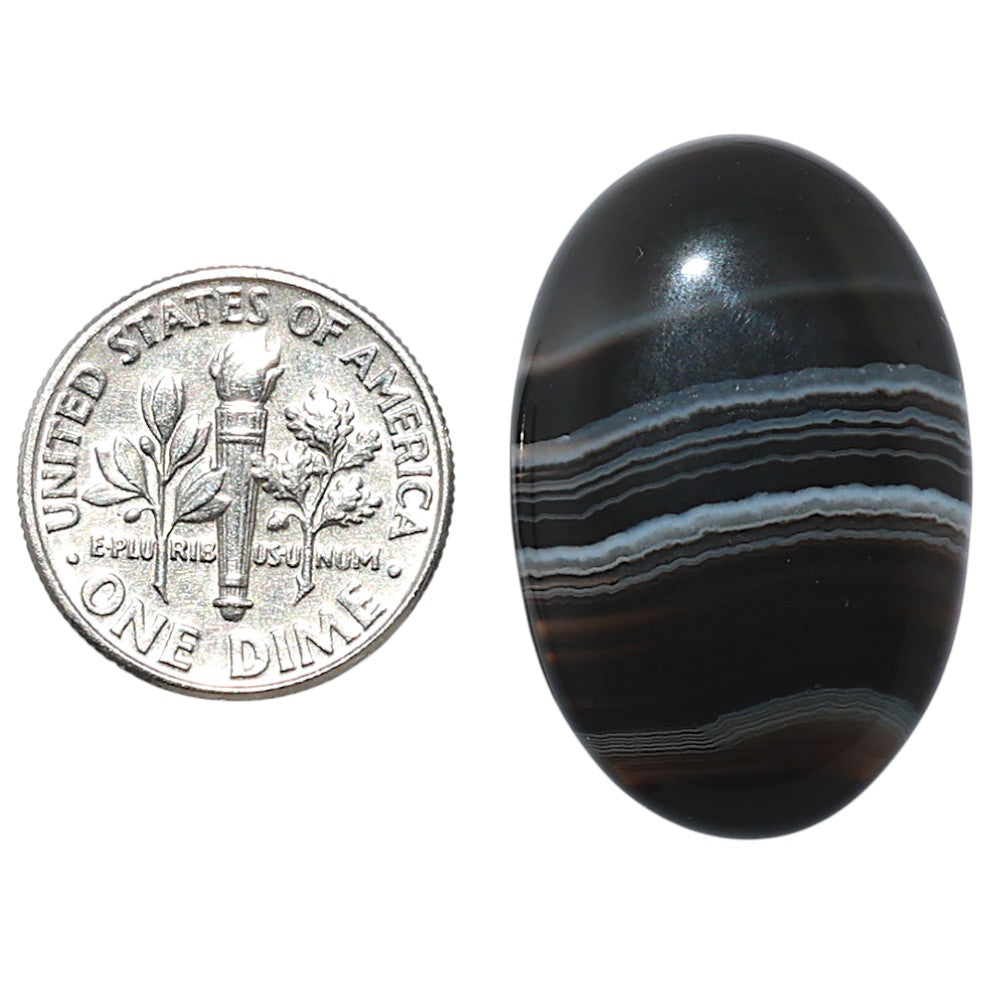 Black Botswana Agate 19x28.85x5 mm Oval Shape Polished Gemstone LS150-08225