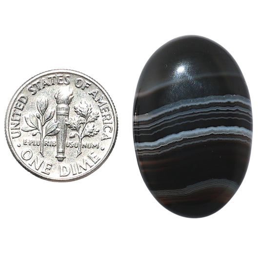 Black Botswana Agate 19x28.85x5 mm Oval Shape Polished Gemstone LS150-08225