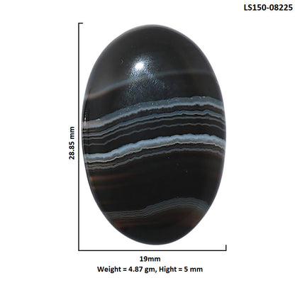 Black Botswana Agate 19x28.85x5 mm Oval Shape Polished Gemstone LS150-08225