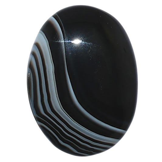 Black Botswana Agate 20x27.2x5 mm Oval Shape Polished Gemstone LS150-08226
