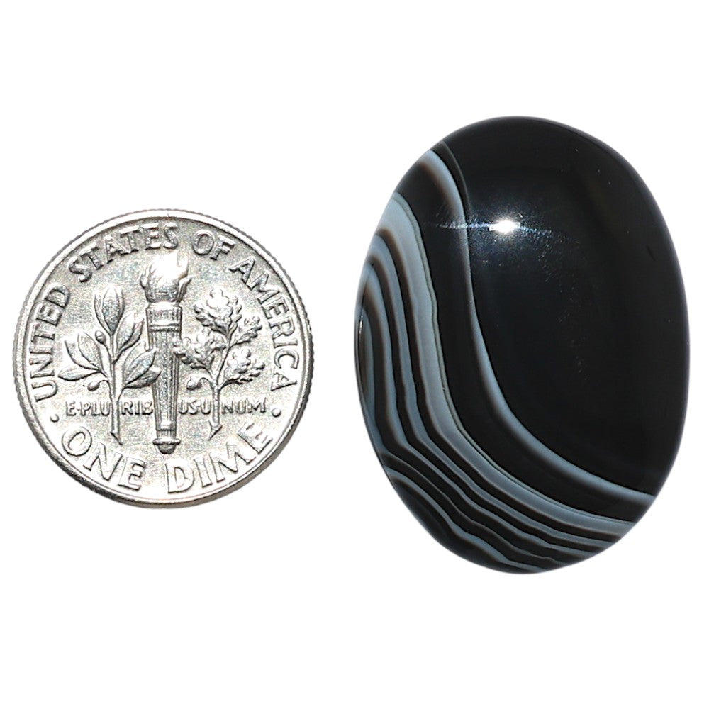Black Botswana Agate 20x27.2x5 mm Oval Shape Polished Gemstone LS150-08226