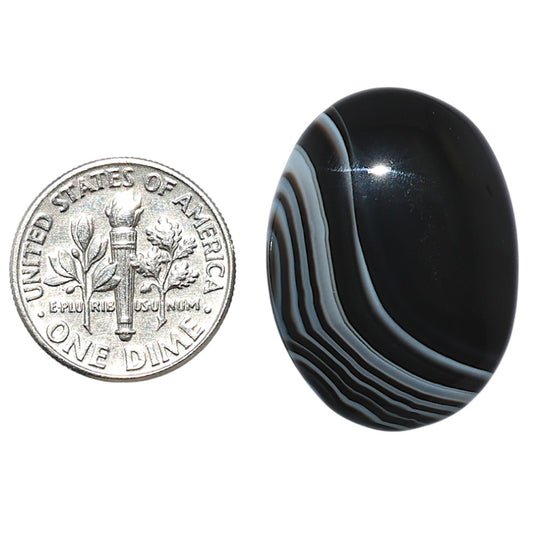 Black Botswana Agate 20x27.2x5 mm Oval Shape Polished Gemstone LS150-08226