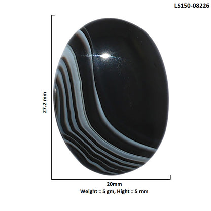 Black Botswana Agate 20x27.2x5 mm Oval Shape Polished Gemstone LS150-08226