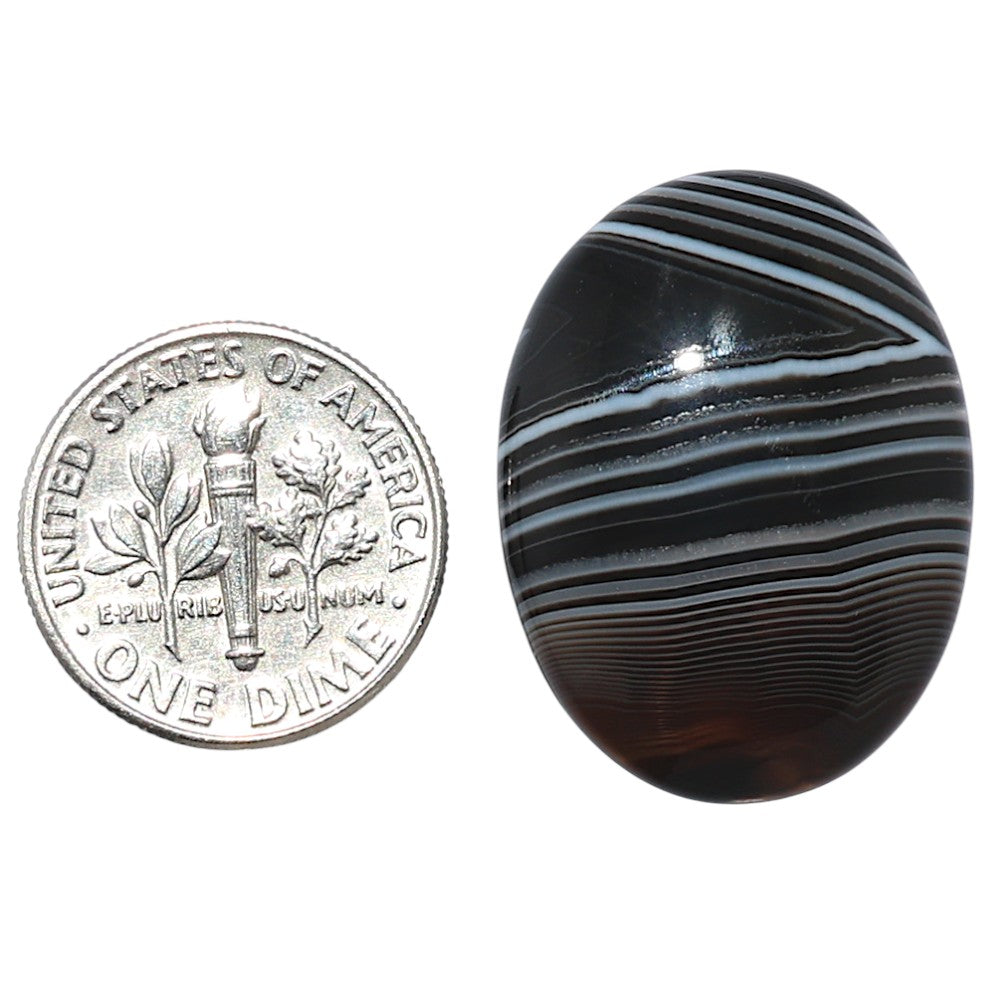 Black Botswana Agate 19.9x26.4x5 mm Oval Shape Polished Gemstone LS150-08227