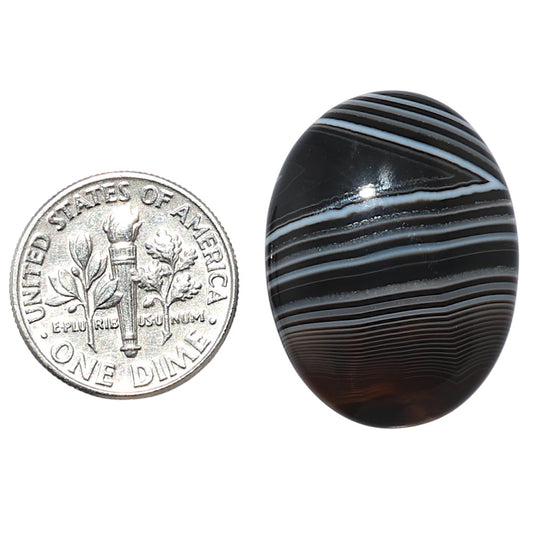Black Botswana Agate 19.9x26.4x5 mm Oval Shape Polished Gemstone LS150-08227