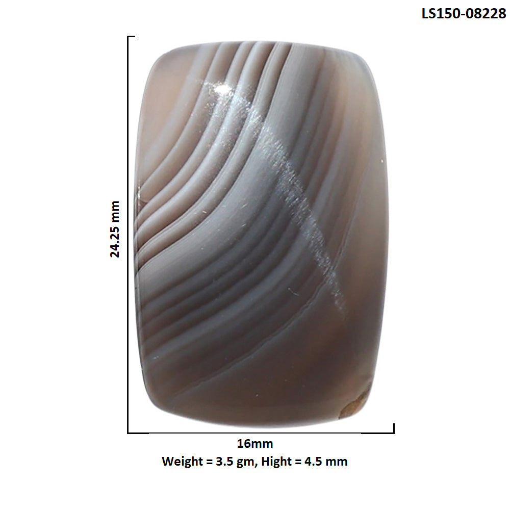 Black Botswana Agate 16x24.25x4.5 mm Baguette Shape Polished Gemstone LS150-08228