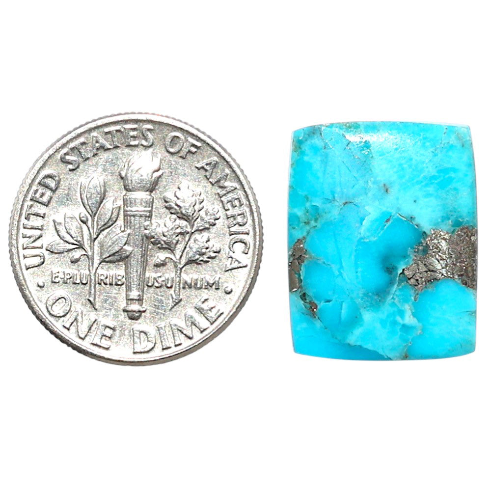 Kingman Turquoise With Pyrite 13.5x18.65x2.6 mm Cushion Shape Polished Gemstone LS154-08451