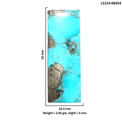 Kingman Turquoise With Pyrite 10.3x29x3 mm Baguette Shape Polished Gemstone LS154-08454