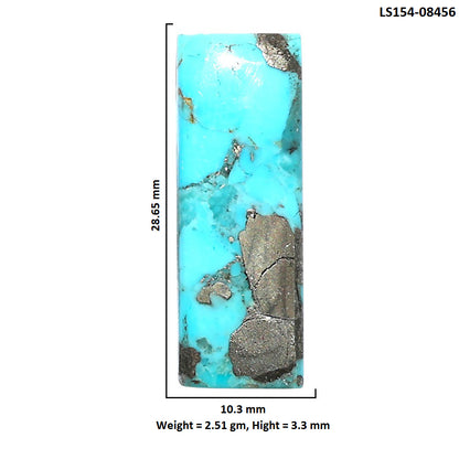Kingman Turquoise With Pyrite 10.3x28.65x3.3 mm Baguette Shape Polished Gemstone LS154-08456