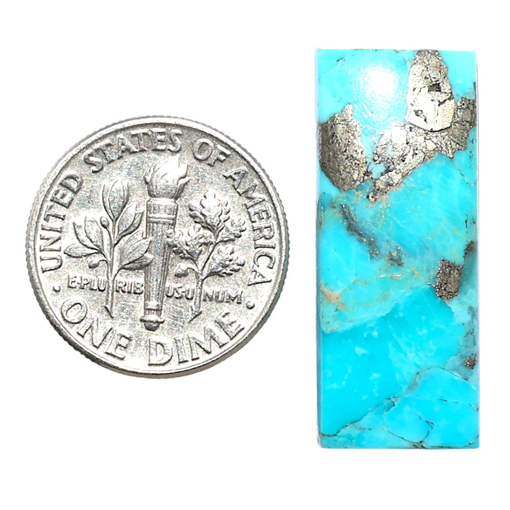 Kingman Turquoise With Pyrite 11.1x27.1x3.5 mm Baguette Shape Polished Gemstone LS154-08457