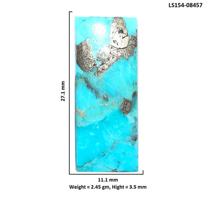 Kingman Turquoise With Pyrite 11.1x27.1x3.5 mm Baguette Shape Polished Gemstone LS154-08457