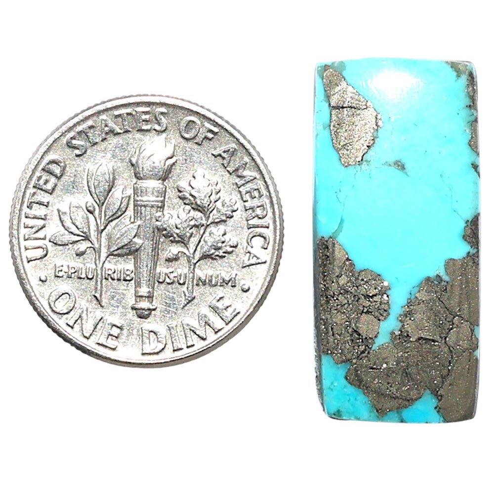 Kingman Turquoise With Pyrite 11x23.8x3 mm Baguette Shape Polished Gemstone LS154-08458