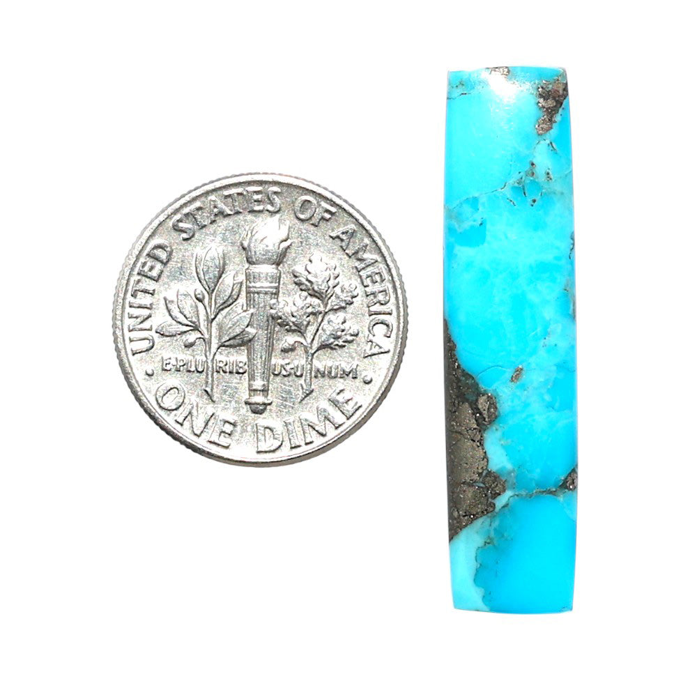 Kingman Turquoise With Pyrite 8.1x33.15x3 mm Baguette Shape Polished Gemstone LS154-08460