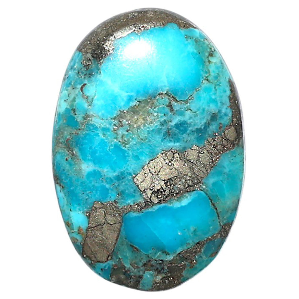 Kingman Turquoise With Pyrite 17.7x26x3 mm Oval Shape Polished Gemstone LS154-08462