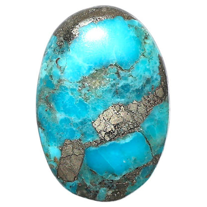 Kingman Turquoise With Pyrite 17.7x26x3 mm Oval Shape Polished Gemstone LS154-08462