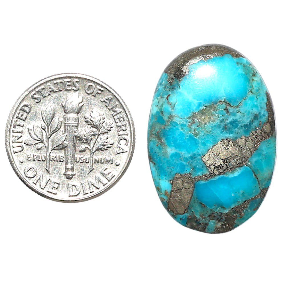 Kingman Turquoise With Pyrite 17.7x26x3 mm Oval Shape Polished Gemstone LS154-08462