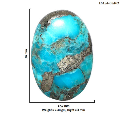 Kingman Turquoise With Pyrite 17.7x26x3 mm Oval Shape Polished Gemstone LS154-08462