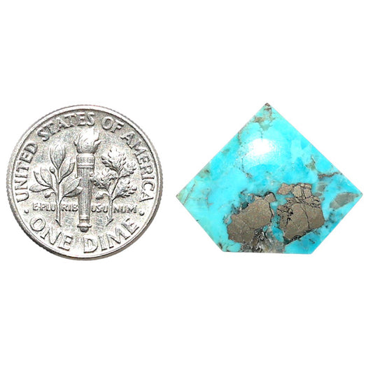Kingman Turquoise With Pyrite 17x21.25x3.3 mm Fancy Shape Polished Gemstone LS154-08464