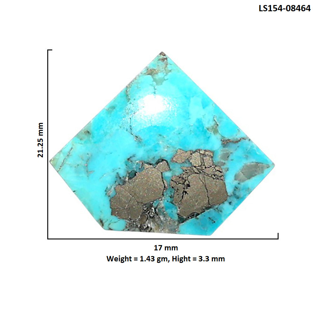 Kingman Turquoise With Pyrite 17x21.25x3.3 mm Fancy Shape Polished Gemstone LS154-08464