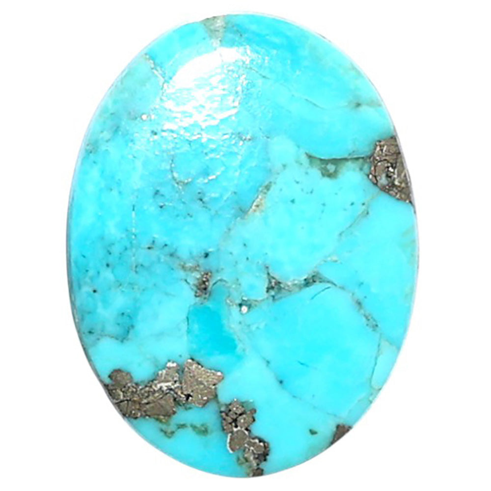 Kingman Turquoise With Pyrite 15.4x20.3x2.3 mm Oval Shape Polished Gemstone LS154-08465