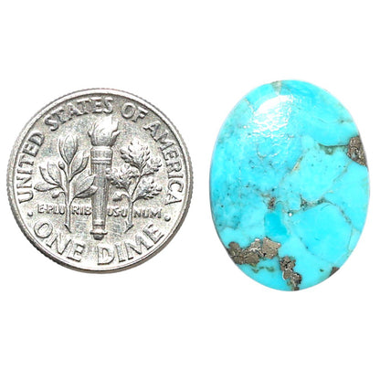 Kingman Turquoise With Pyrite 15.4x20.3x2.3 mm Oval Shape Polished Gemstone LS154-08465