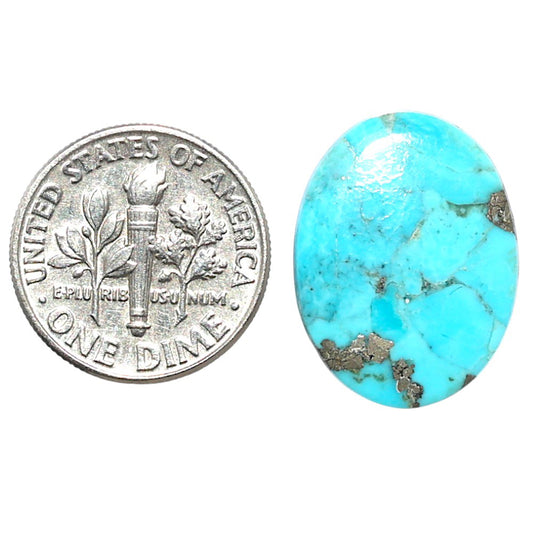 Kingman Turquoise With Pyrite 15.4x20.3x2.3 mm Oval Shape Polished Gemstone LS154-08465