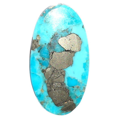 Kingman Turquoise With Pyrite 12.8x23.65x2.5 mm Oval Shape Polished Gemstone LS154-08466