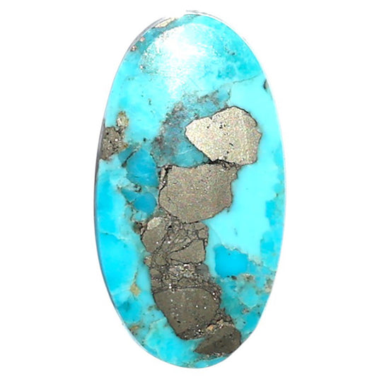 Kingman Turquoise With Pyrite 12.8x23.65x2.5 mm Oval Shape Polished Gemstone LS154-08466