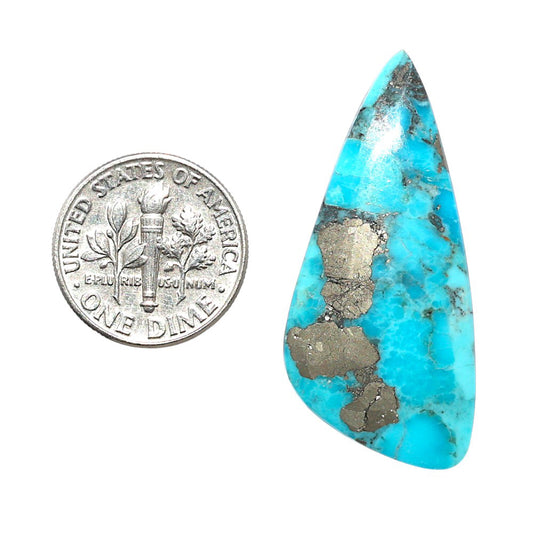 Kingman Turquoise With Pyrite 17.3x38x3.4 mm Fancy Shape Polished Gemstone LS154-08468